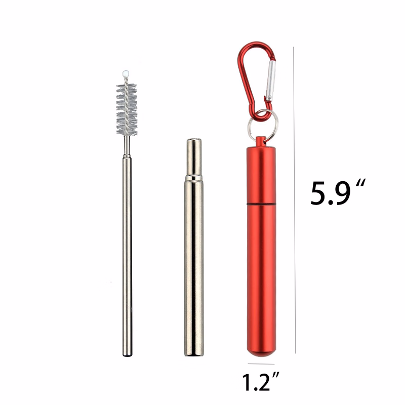 Telescopic Portable Stainless Steel Straw Metal Case