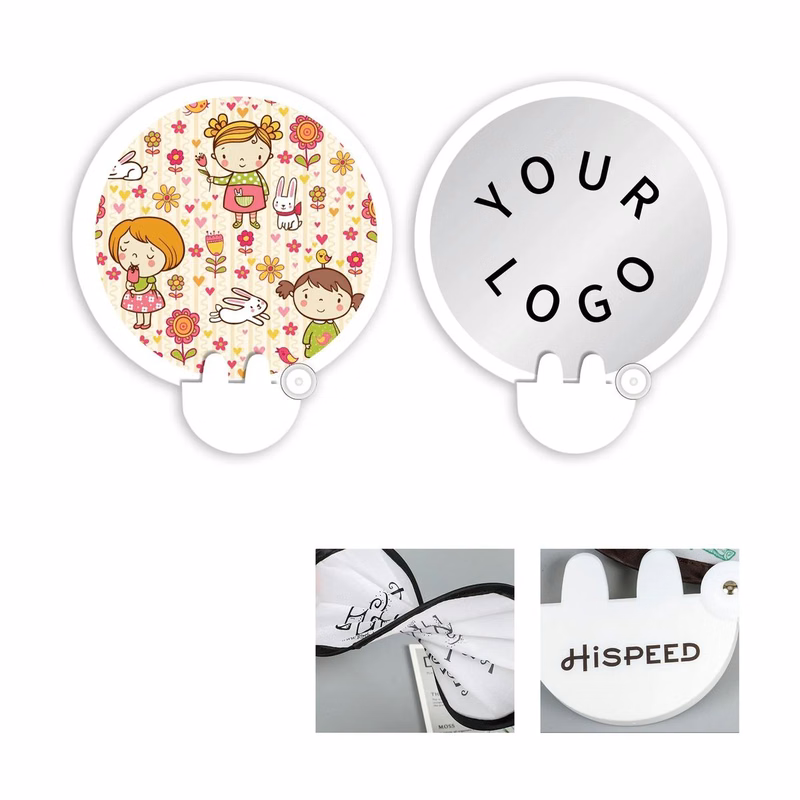 Polyester Hand Fan 7.9 Inches Lightweight