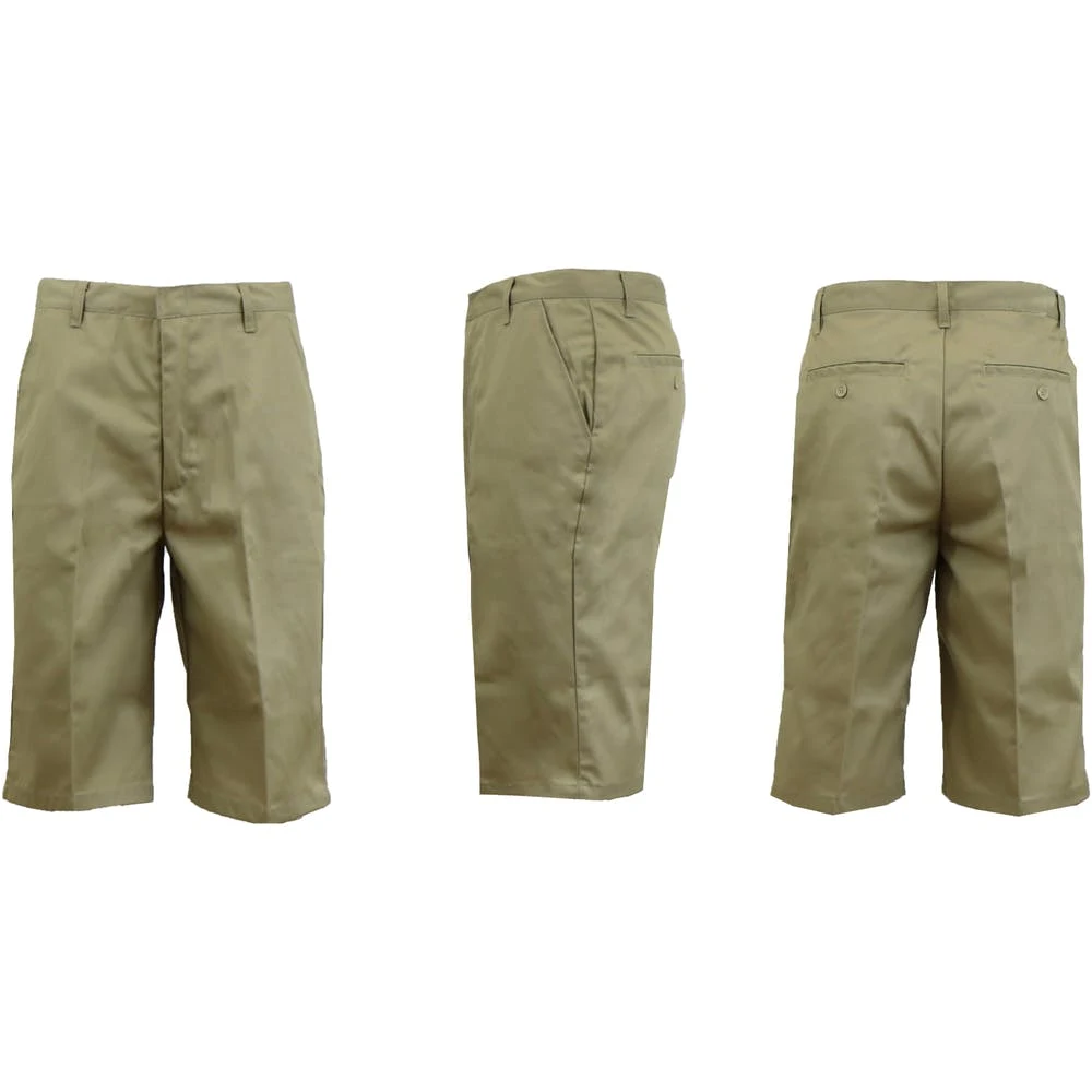 Men's Uniform Shorts - Sizes 30 Khaki Flat Front Twill 1