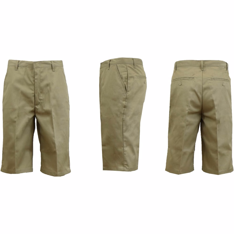 Men's Uniform Shorts - Sizes 30 Khaki Flat Front Twill