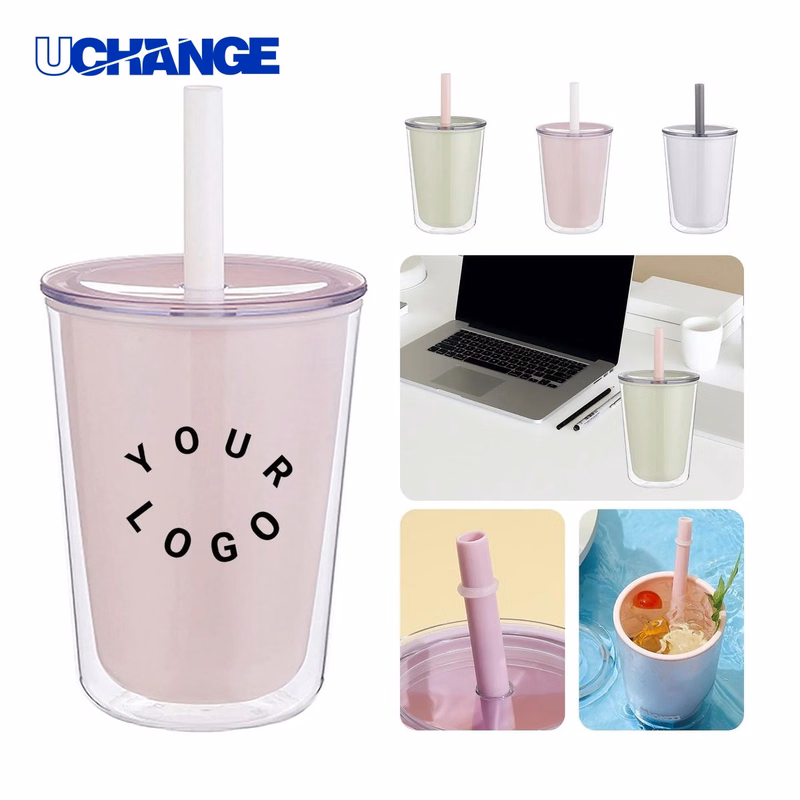 Plastic Straw Cup Drinkware with Leak Proof Seal