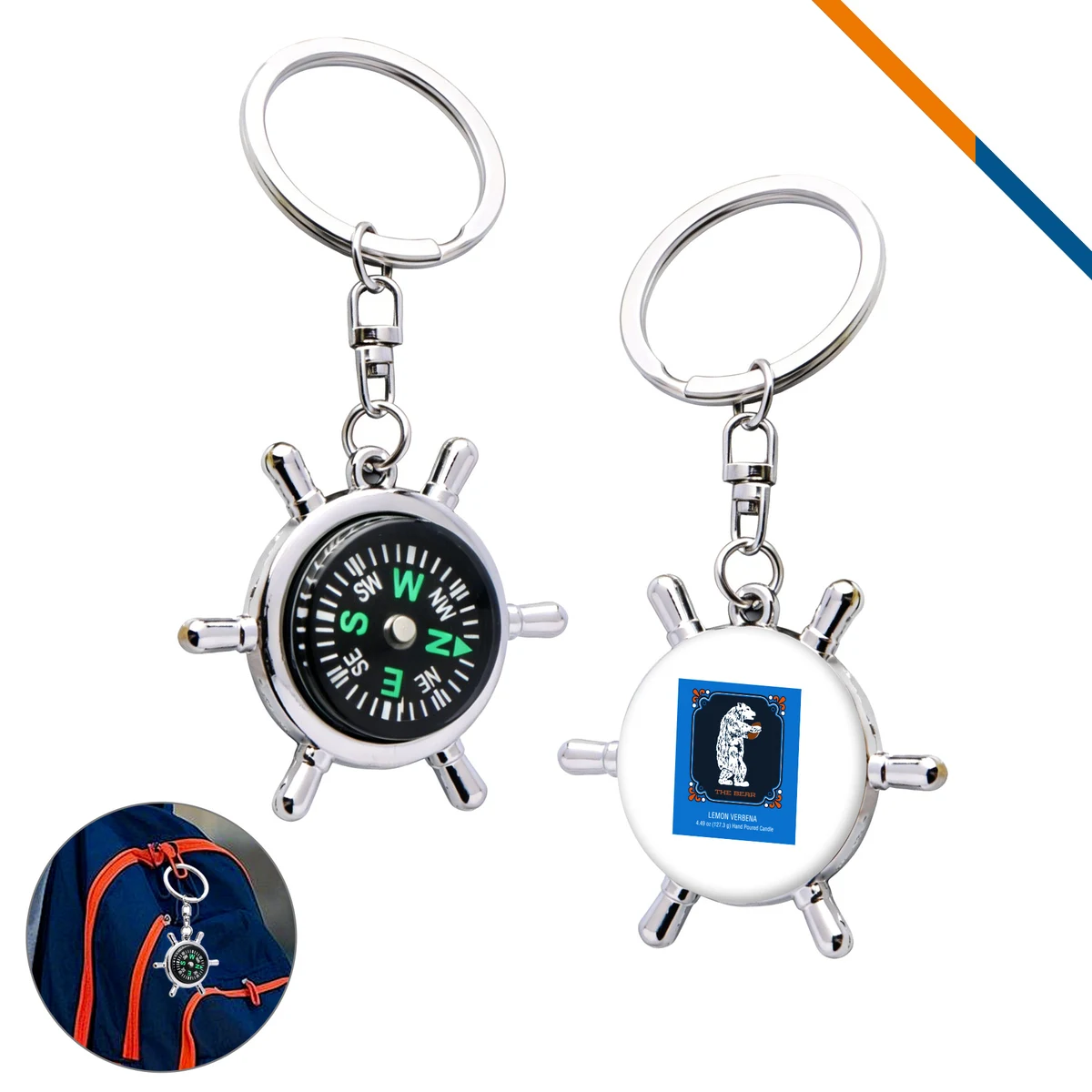 TidePilot Ship Wheel Compass Keychain 1