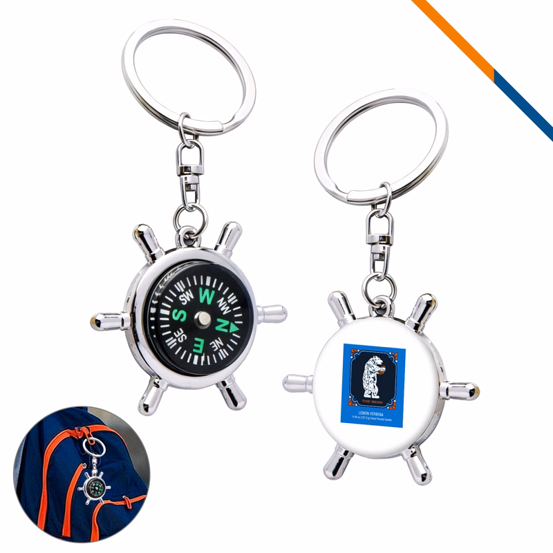 TidePilot Ship Wheel Compass Keychain
