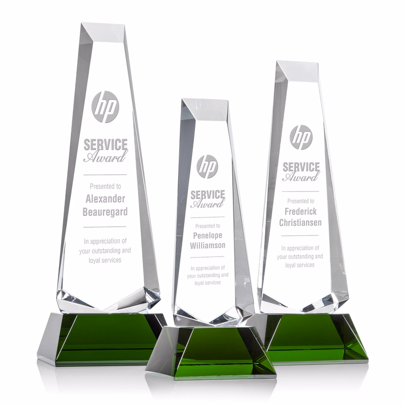 Rustern Obelisk Award on Base - Green