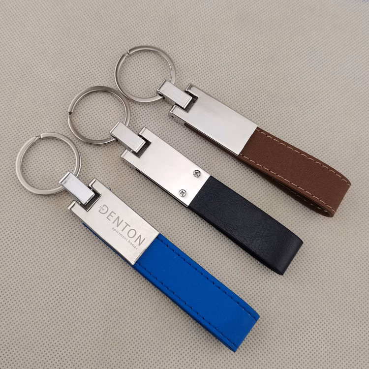 Leather Strap Metal Keychain
