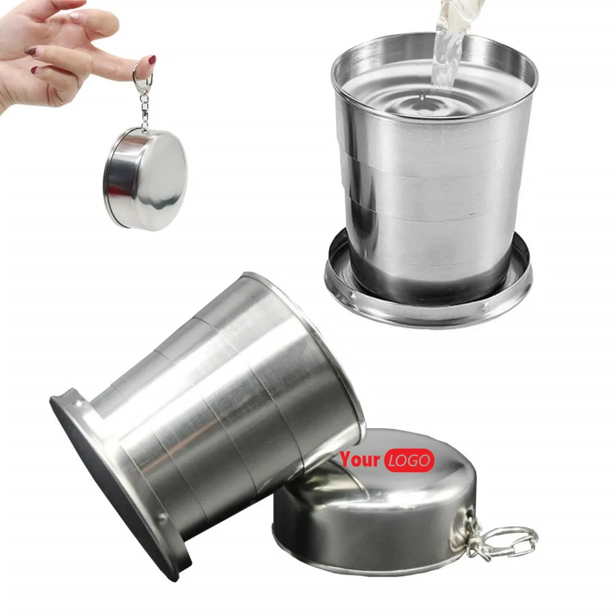 Outdoor Travel Stainless Steel Folding Telescopic Water Cup 1