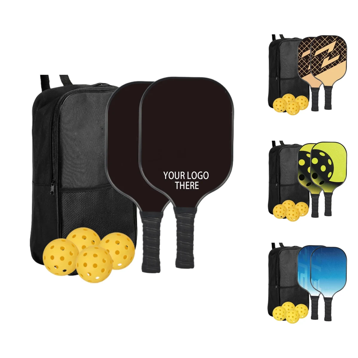 Carbon Fiber Rackets With Customizable Logo Pickleball Set 1