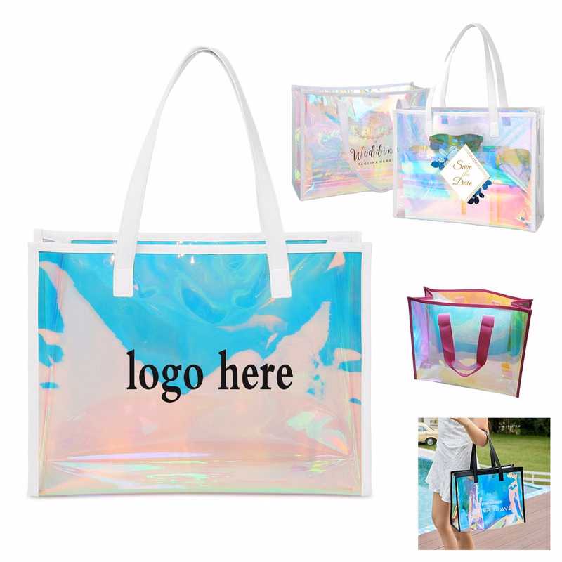 Iridescent TPU Tote with Leather Grip
