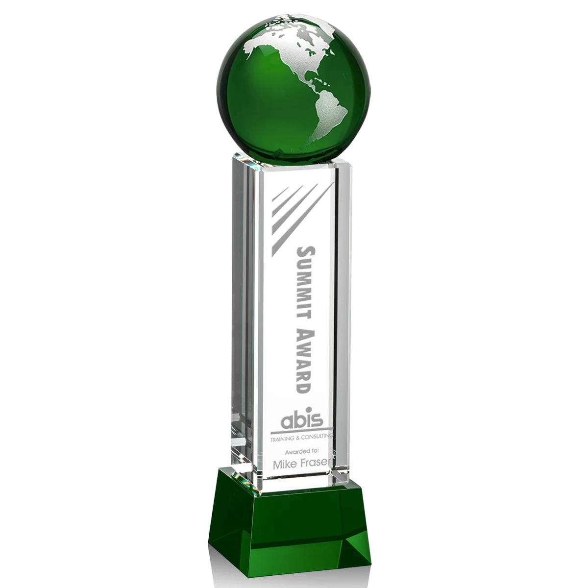 Luz Globe Award on Base - Green/Silver 1