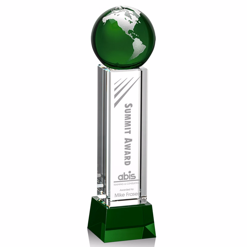 Luz Globe Award on Base - Green/Silver