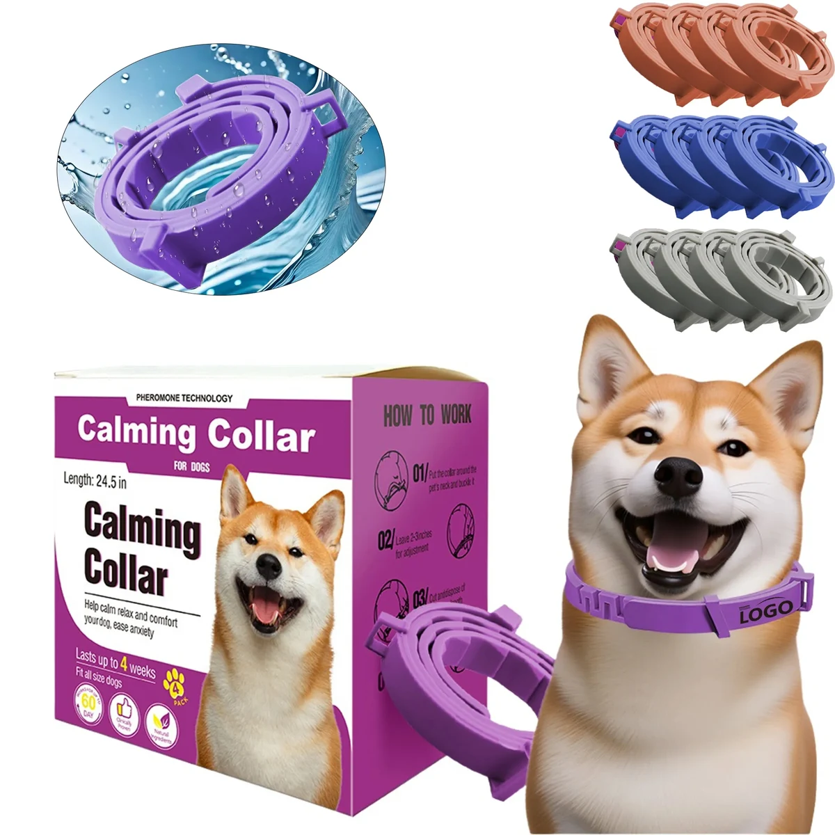 Adjustable Rubber Dog Calming Collar For Anxiety Relief 1