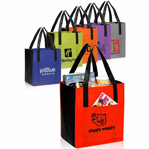 Dual Pocket Non-Woven Shopping Tote Bag - 13" W x 14" H