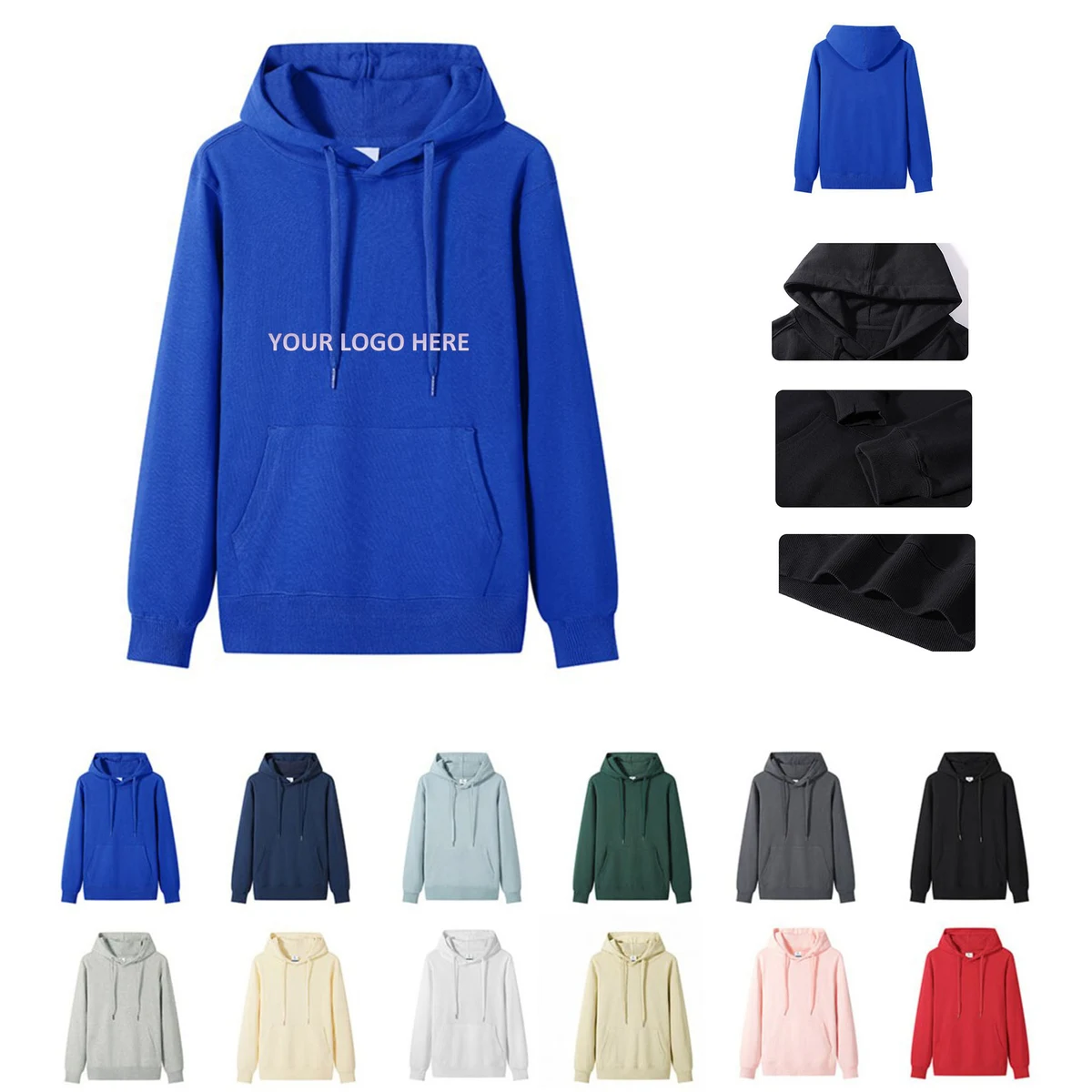 Solid Fleece Hooded Sweatshirt, custom hoodie or sweatshirt with logo imprint 1