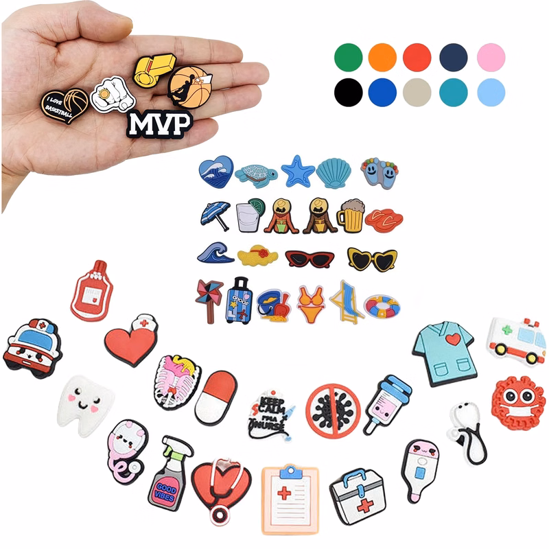 Available Different Types PVC Clogs Shoes Charm Accessories