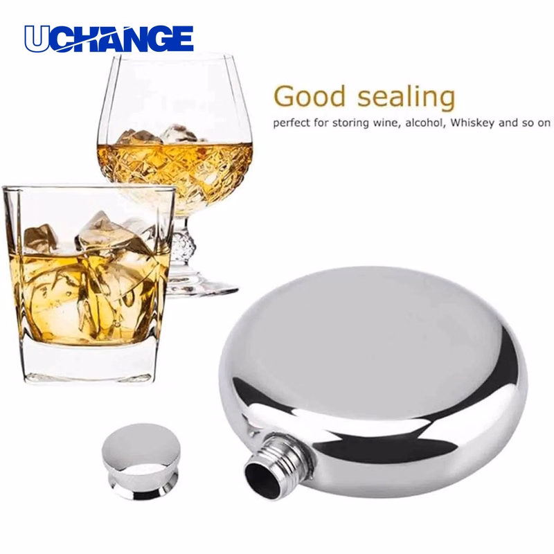 Stainless Steel Round Metal Carry-On Flask Container (5 Oz)