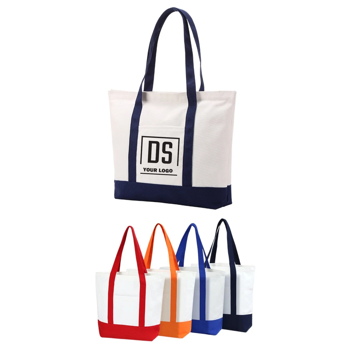 12Oz Cotton Canvas Boat Tote Bag With External Pocket 1
