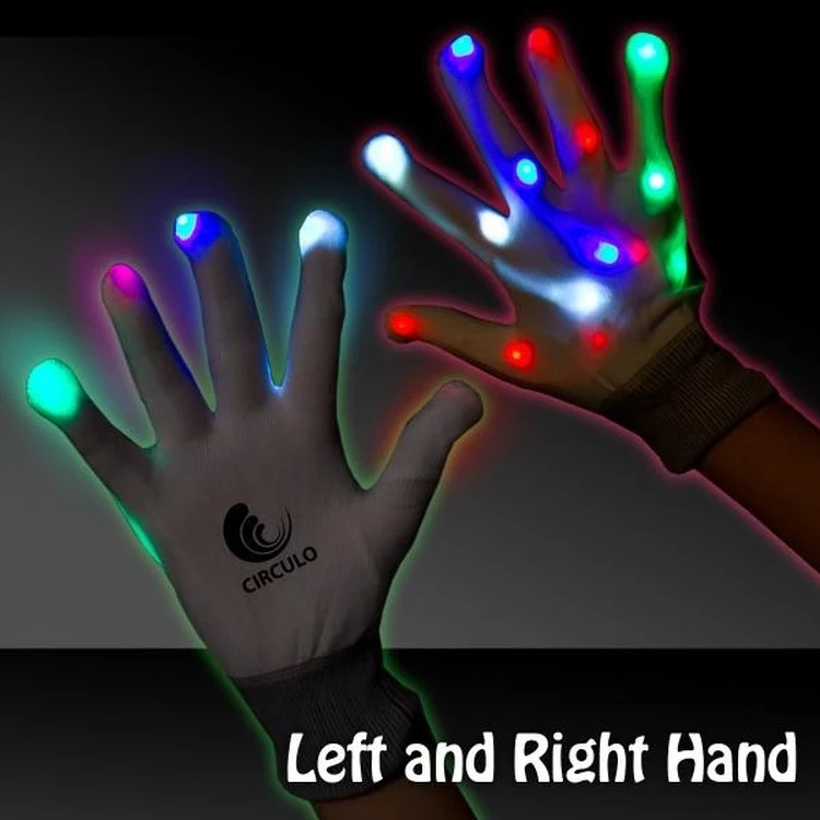 Light Up LED Glow Rainbow Gloves - White 1