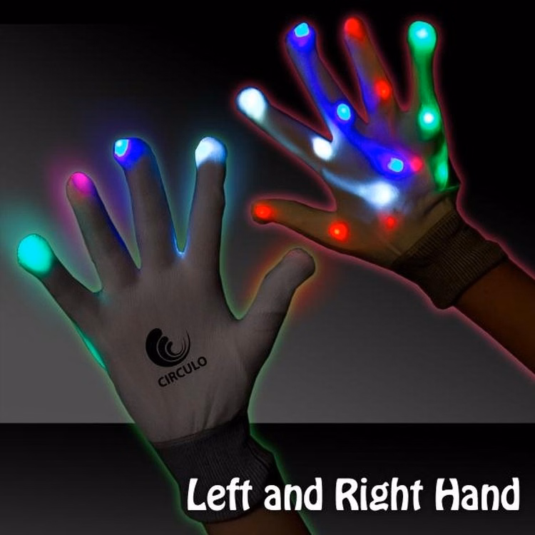 Light Up LED Glow Rainbow Gloves - White