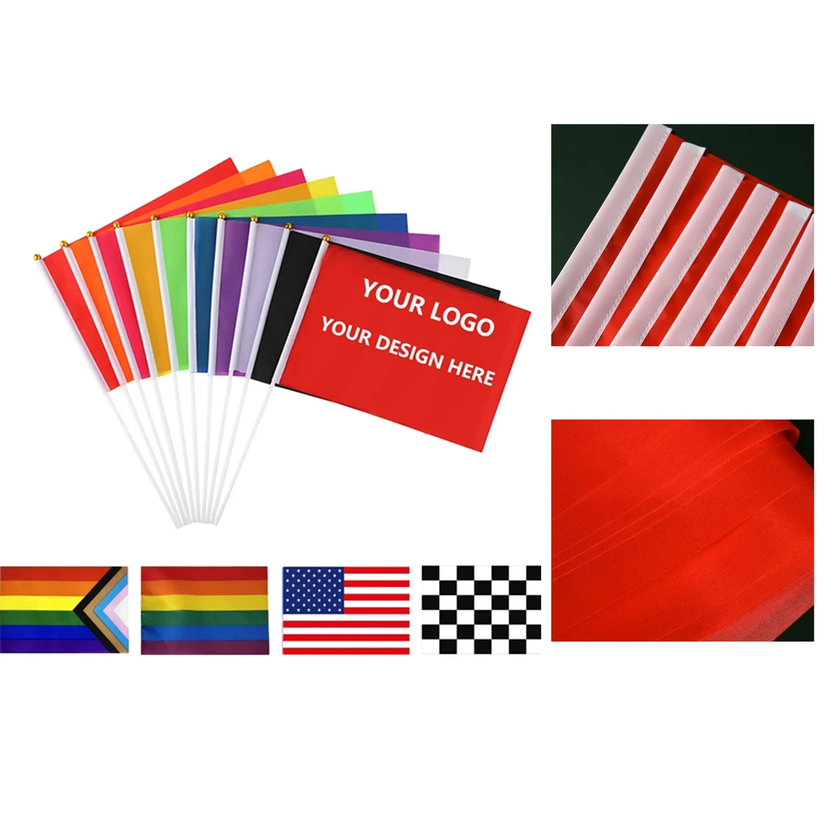 Expedited Full Color Custom Hand Held Stick Flag Service 1