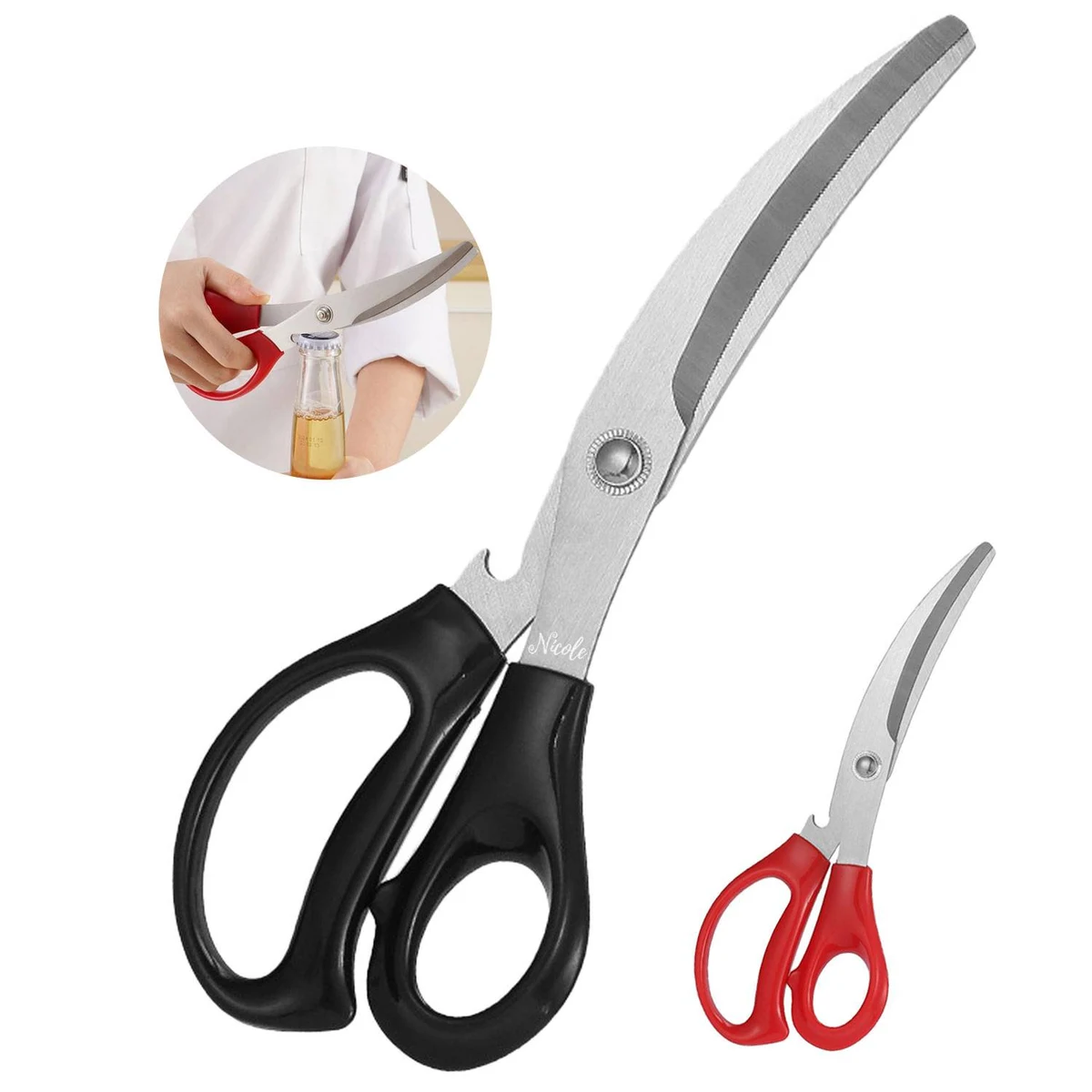 Stainless Steel Kitchen Scissors w/ Bottle Opener 1