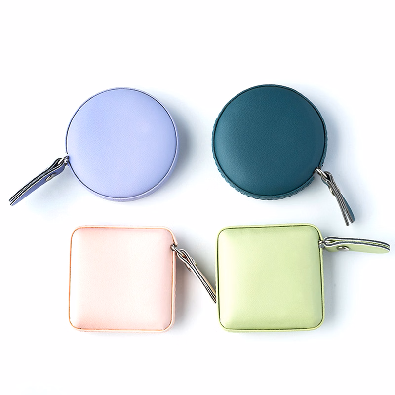 Automatic retractable 1.5m 60 inch round square PU leather tape measure