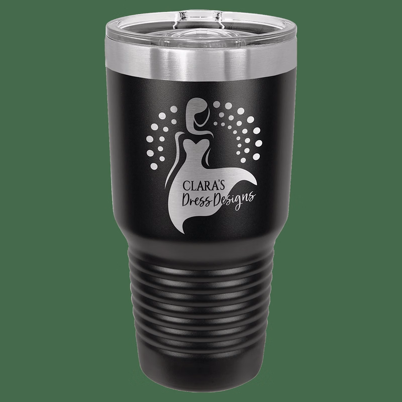 30 oz. Black Laser Engraved Polar Camel Ringneck Tumblers w/Slider Lid