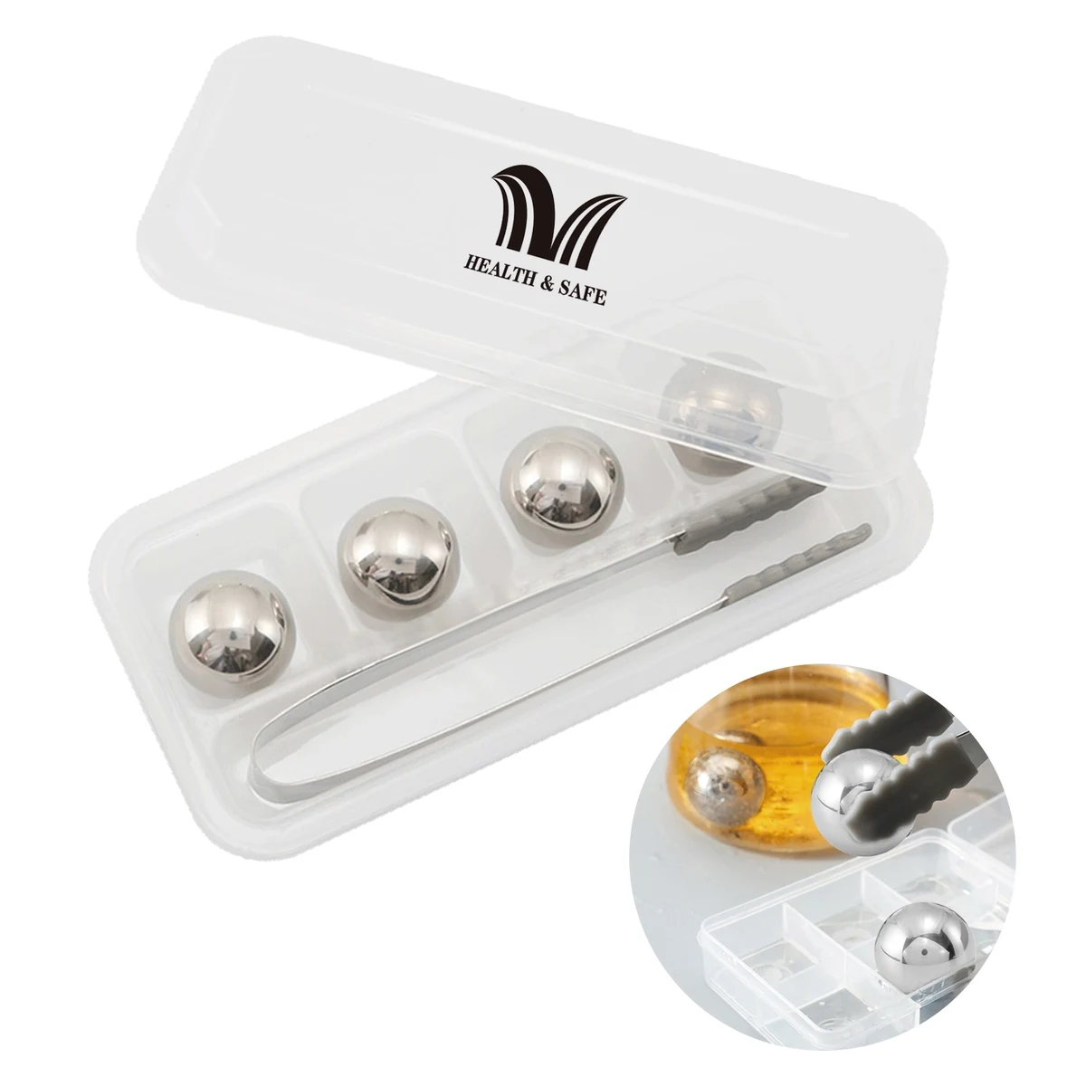 Reusable Round Stainless Steel Ice Cube Set 1