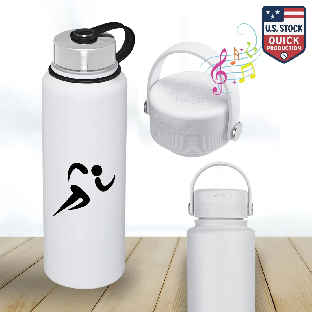 ArticFire Wireless Bluetooth Speaker Cap 40oz Stainless Steel Vacuum Bottle, custom water bottle with logo imprint 1