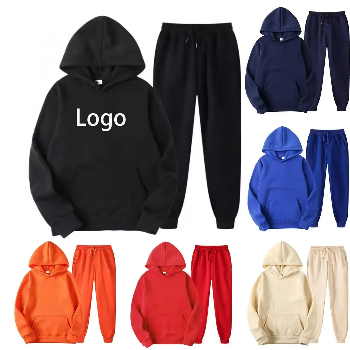 Breathable Fleece-Lined Jogger Set with Kangaroo Pocket 1