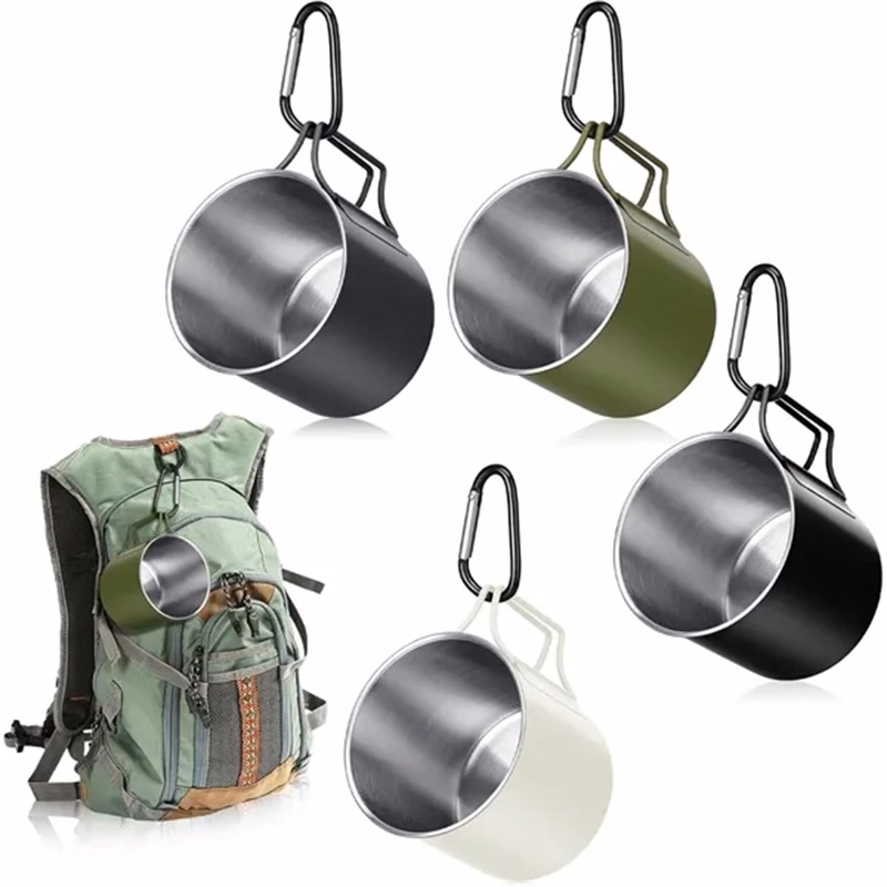 12oz Camping Mugs with Folding Handles