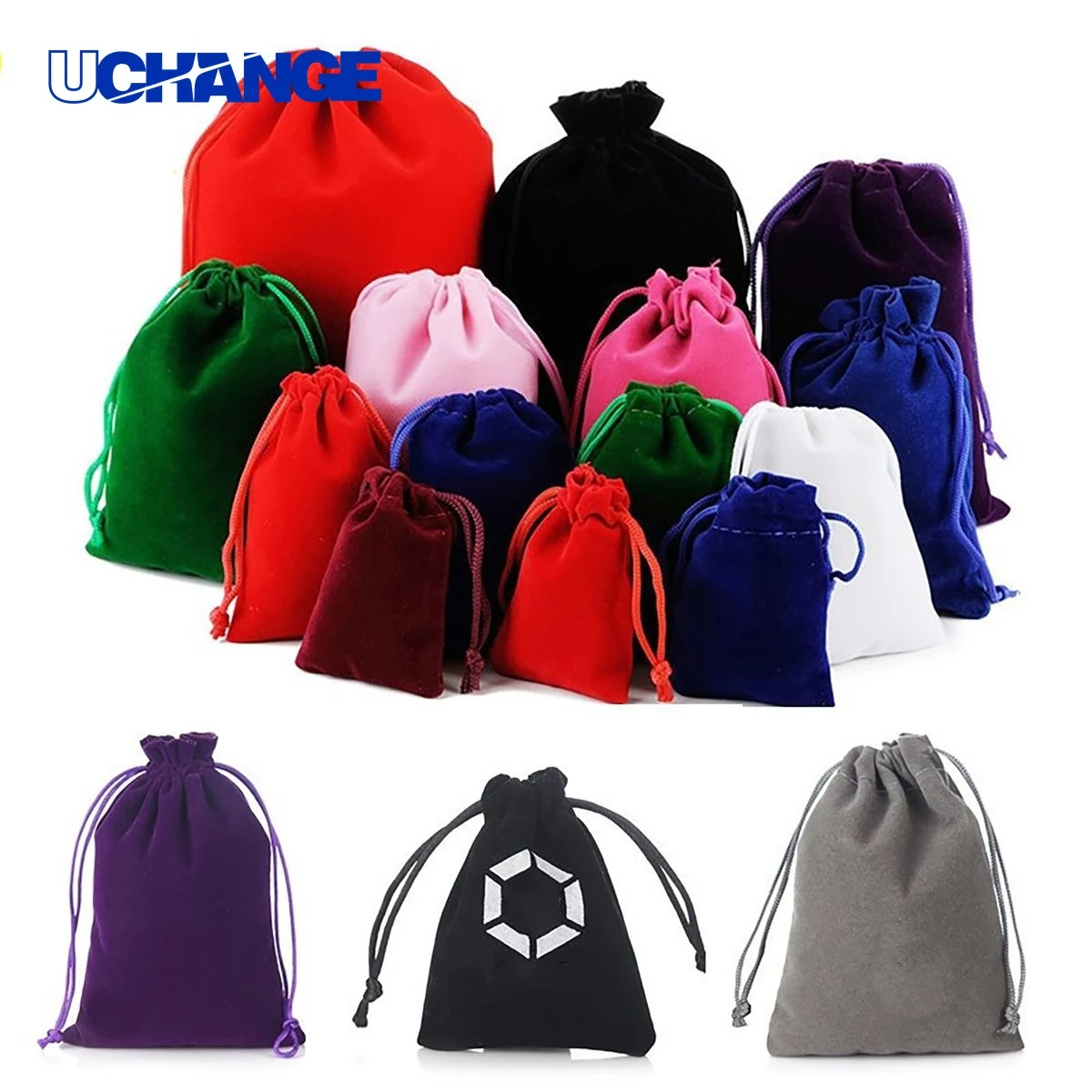 Jewelry Flocked Fabric Drawstring Bag Organizer 1