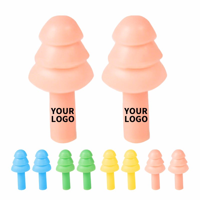 Silicone Triple Flange Noise Reduction Ear Plug With Pocket Case 1.18" Length X 0.59" Width