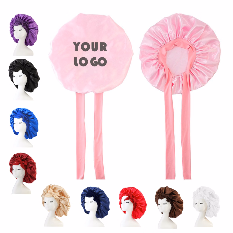 Satin Ribbon Bonnet Hair Protection Sleep Cap