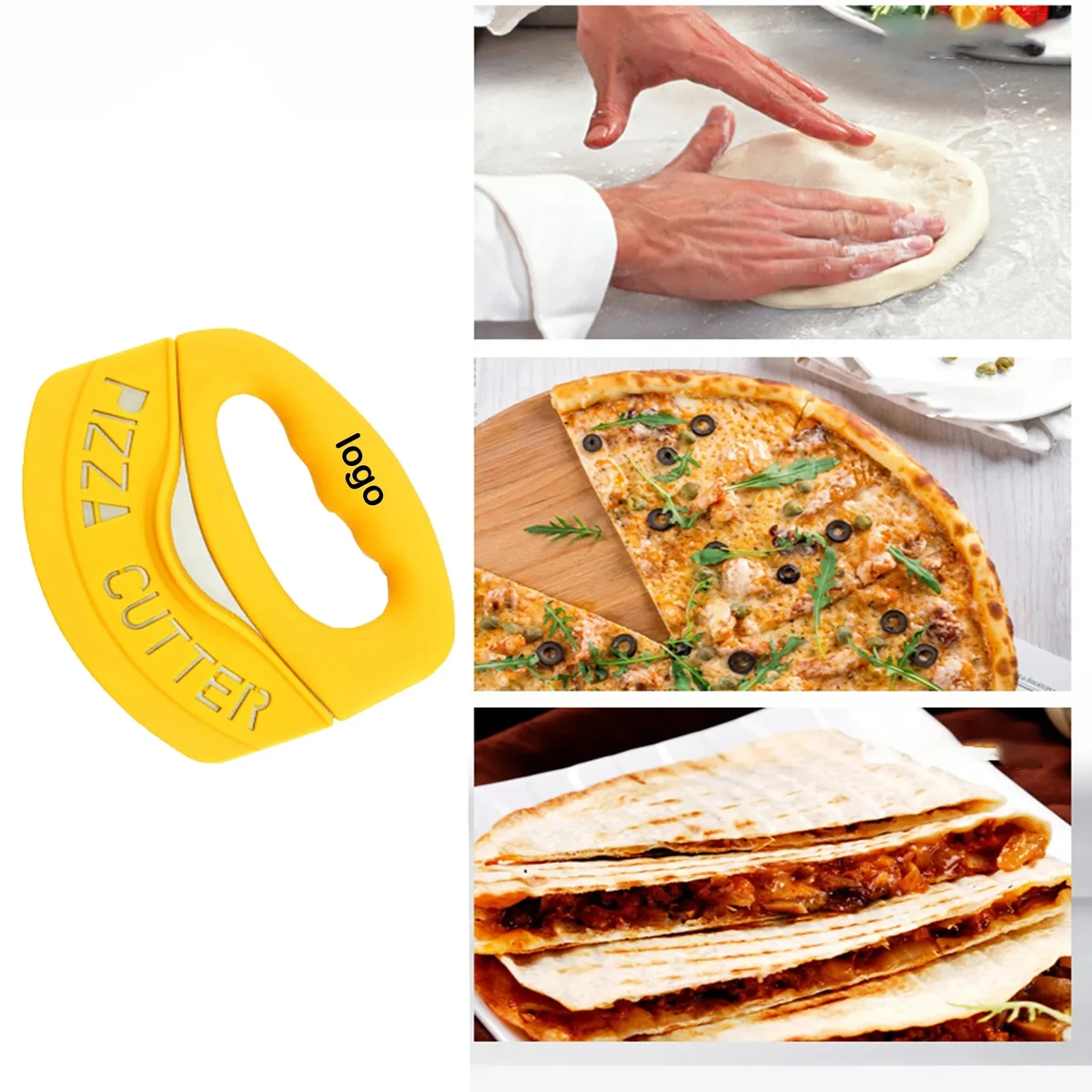 Stainless steel hand-held pizza cutter 1
