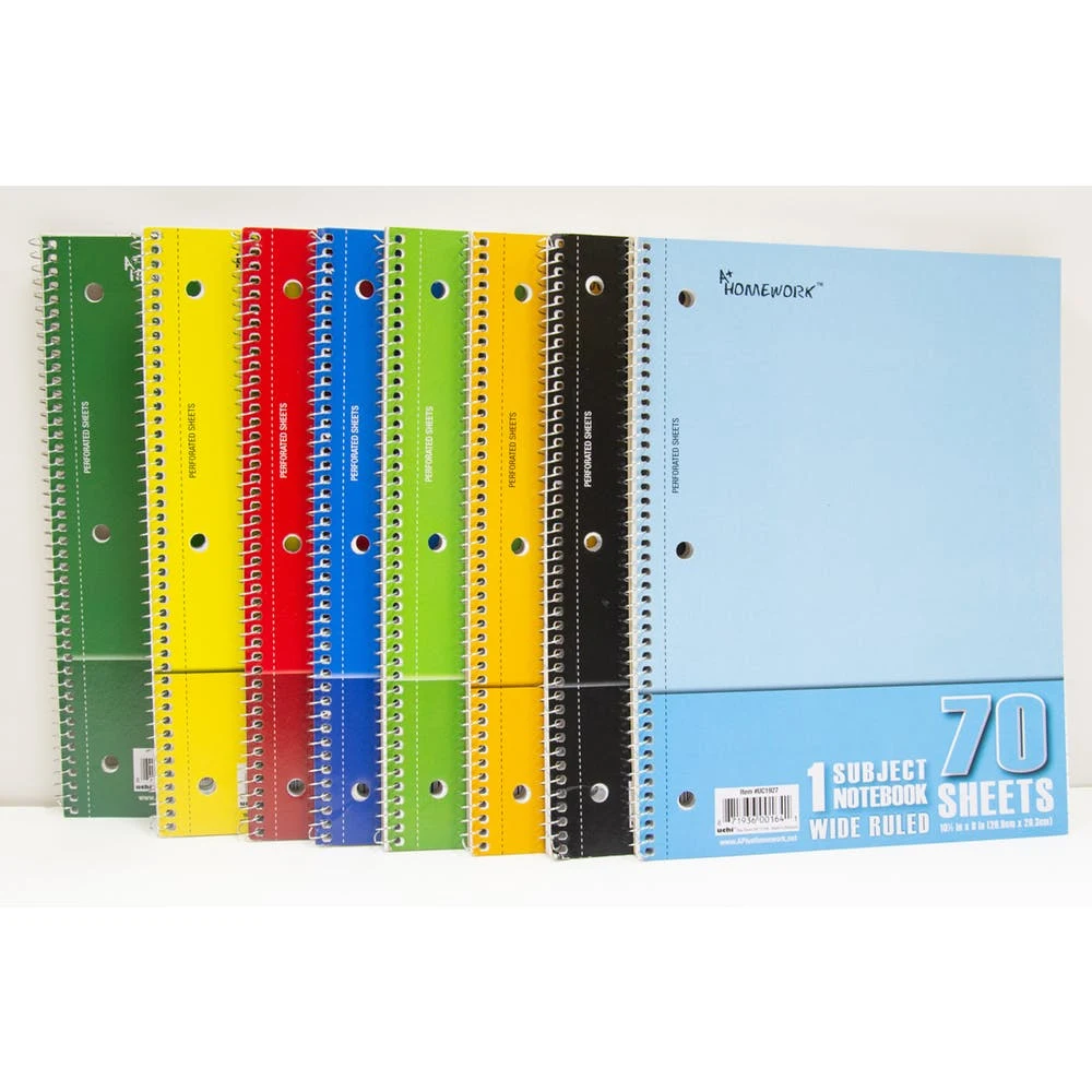 Wide Ruled 1-Subject Notebooks - 8 Colors 70 Sheets 1