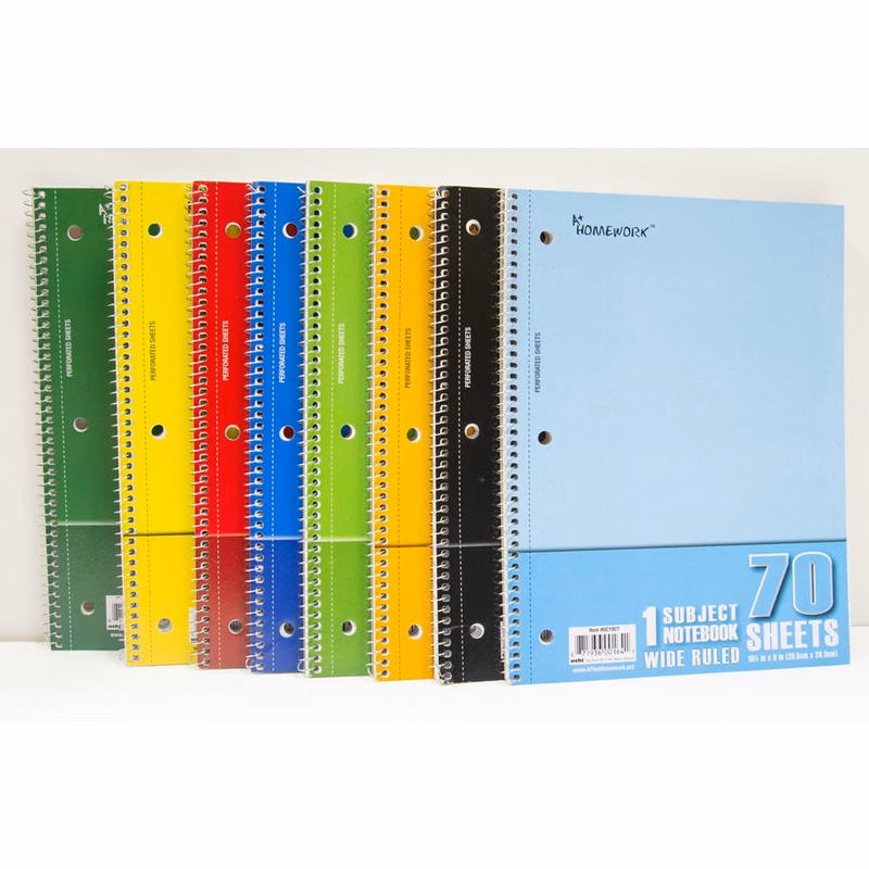 Wide Ruled 1-Subject Notebooks - 8 Colors 70 Sheets