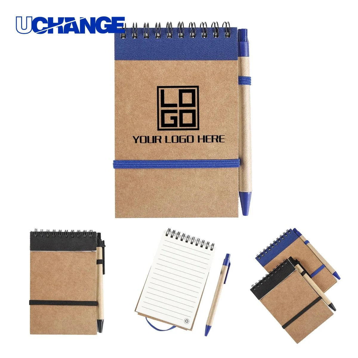 Kraft Paper Coil Pocket Notepad with Pen 1