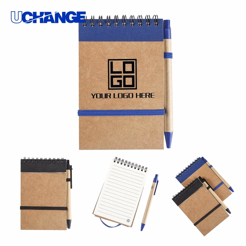 Kraft Paper Coil Pocket Notepad with Pen