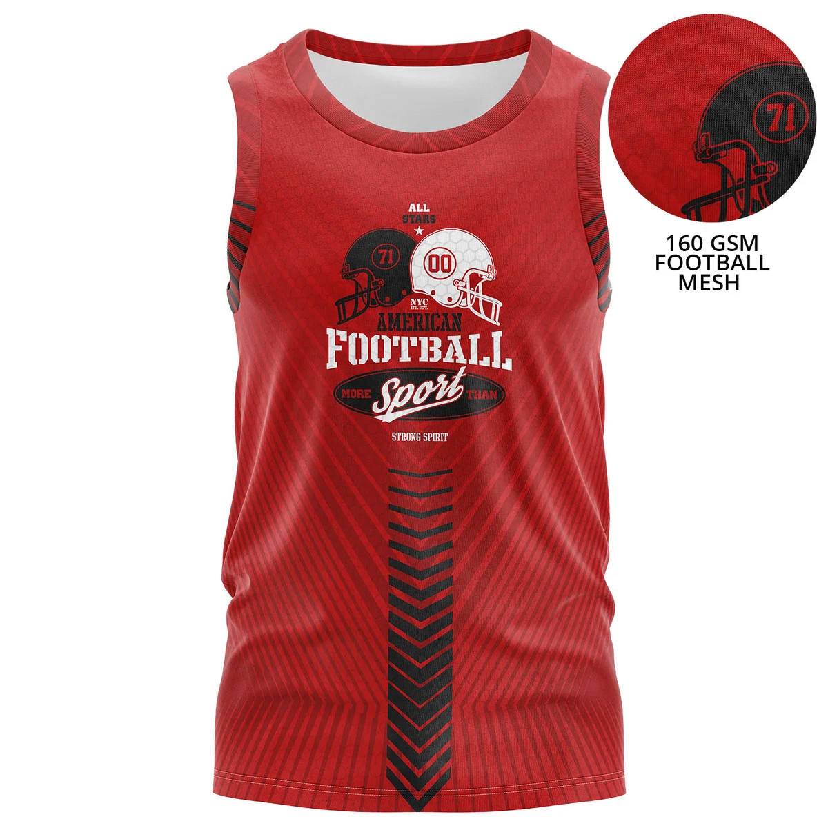 Unisex 160 GSM Football Mesh Performance Sublimation Sleeveless Tank Tops 1