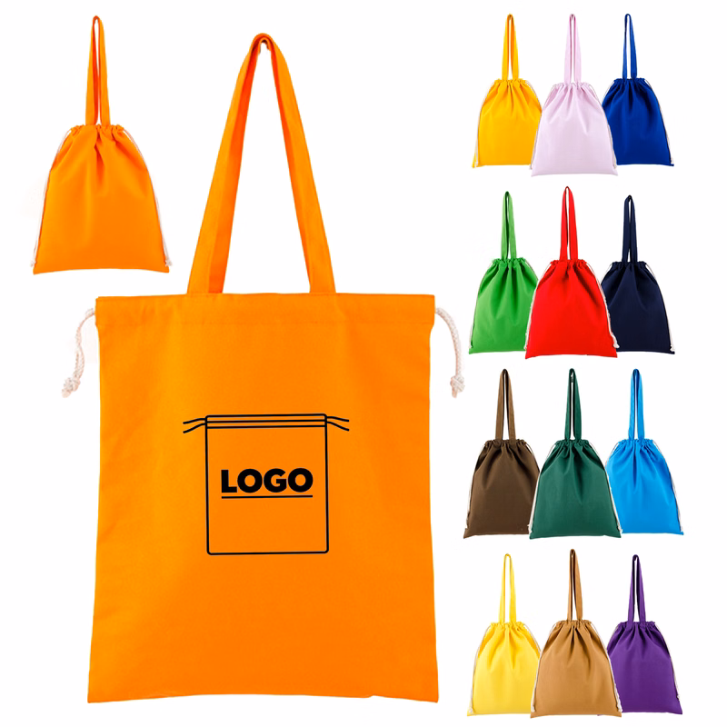 Drawstring Canvas Shopping Handbag