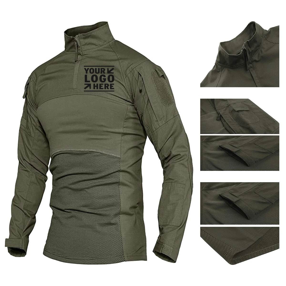 Men's Pullover Long Sleeve Army Military Shirt, custom hoodie or sweatshirt with logo imprint 1