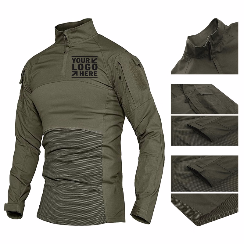 Men's Pullover Long Sleeve Army Military Shirt
