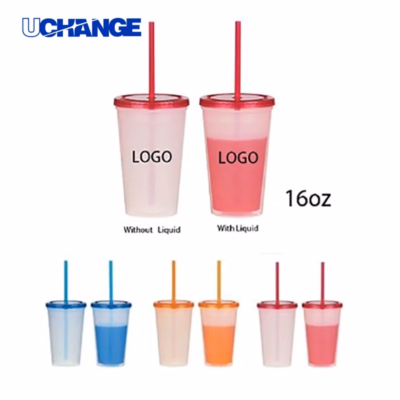 16oz Color Changing Stadium Cup with Lid and Straw for Events & Sports Venues