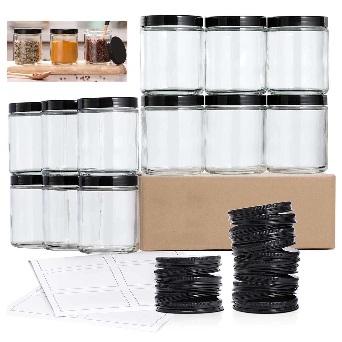 8 OZ Thick Glass Jars with Lids 1