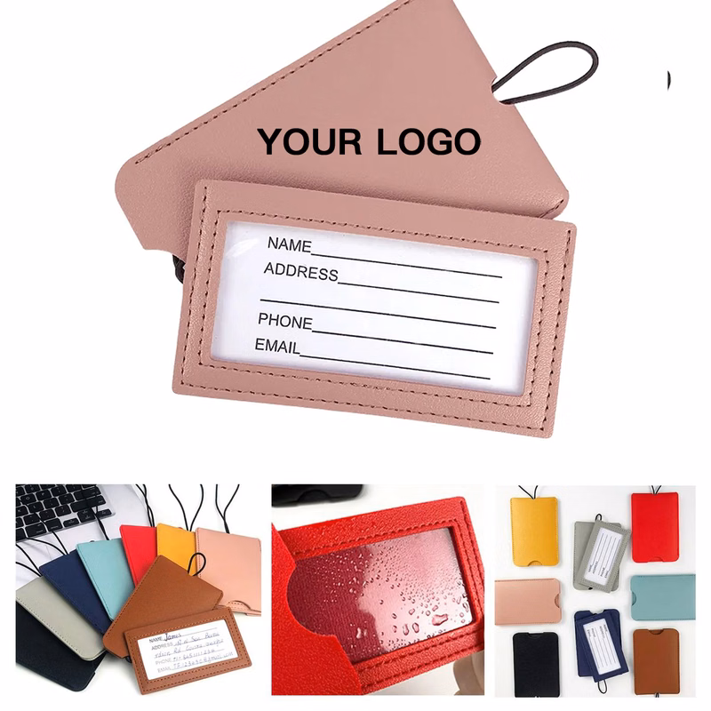 PU Leather Luggage Tag With Elastic Strap