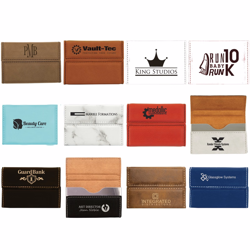3 3/4" x 2 3/4" Leatherette Hard Business Card Holder