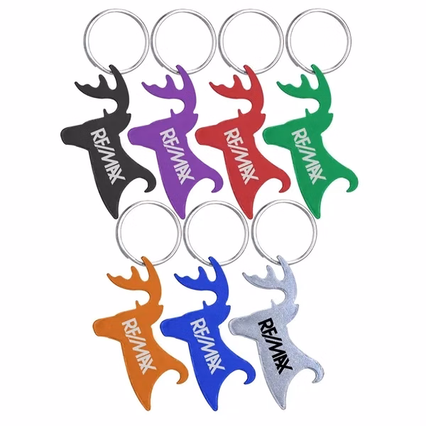 Custom Deer Buck Bottle Opener Key Holder — Premium Barware Promo Item