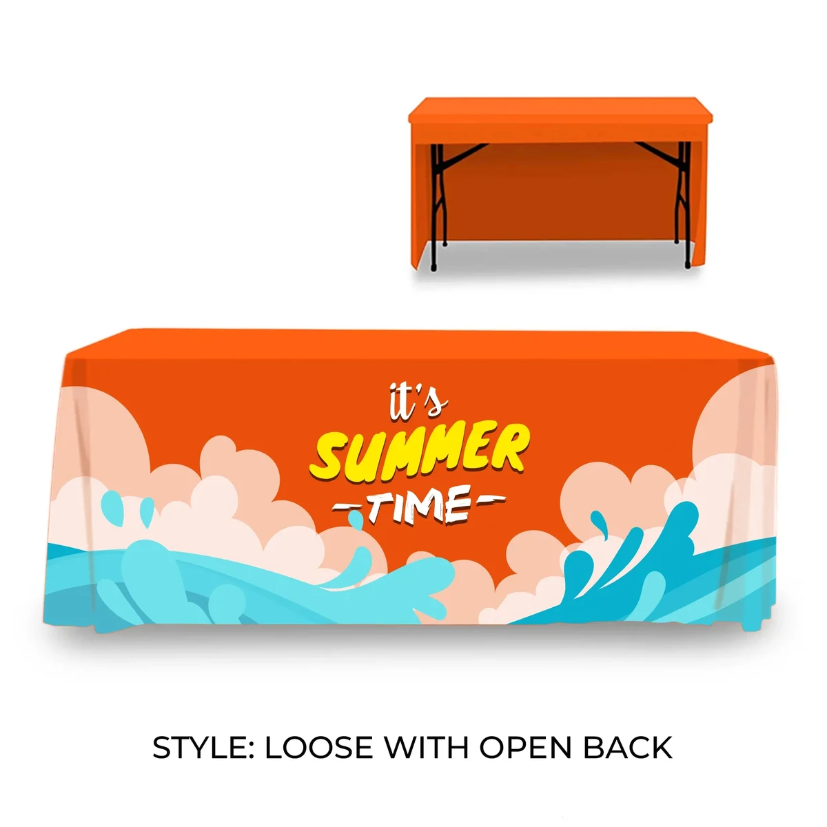 8' Table Cover Standard Throw w/ Open Back 1