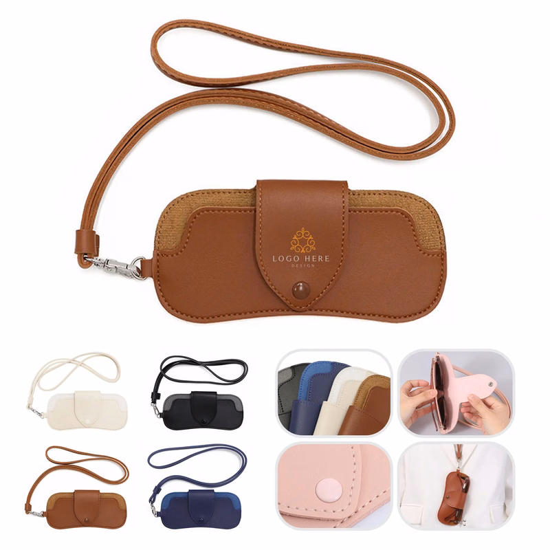 PU Leather Glasses Pouch With Strap