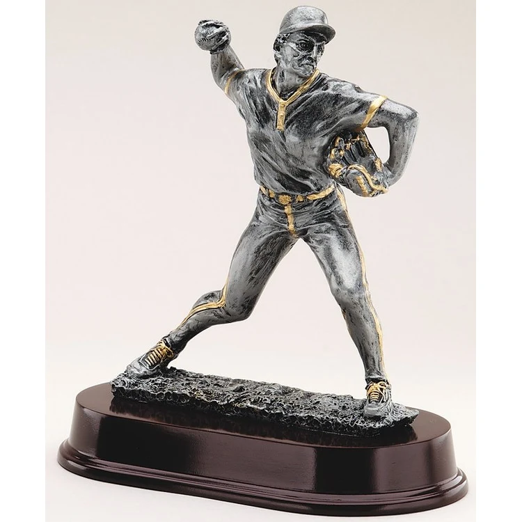9" Tall Baseball Pitcher Male Figure Award 1